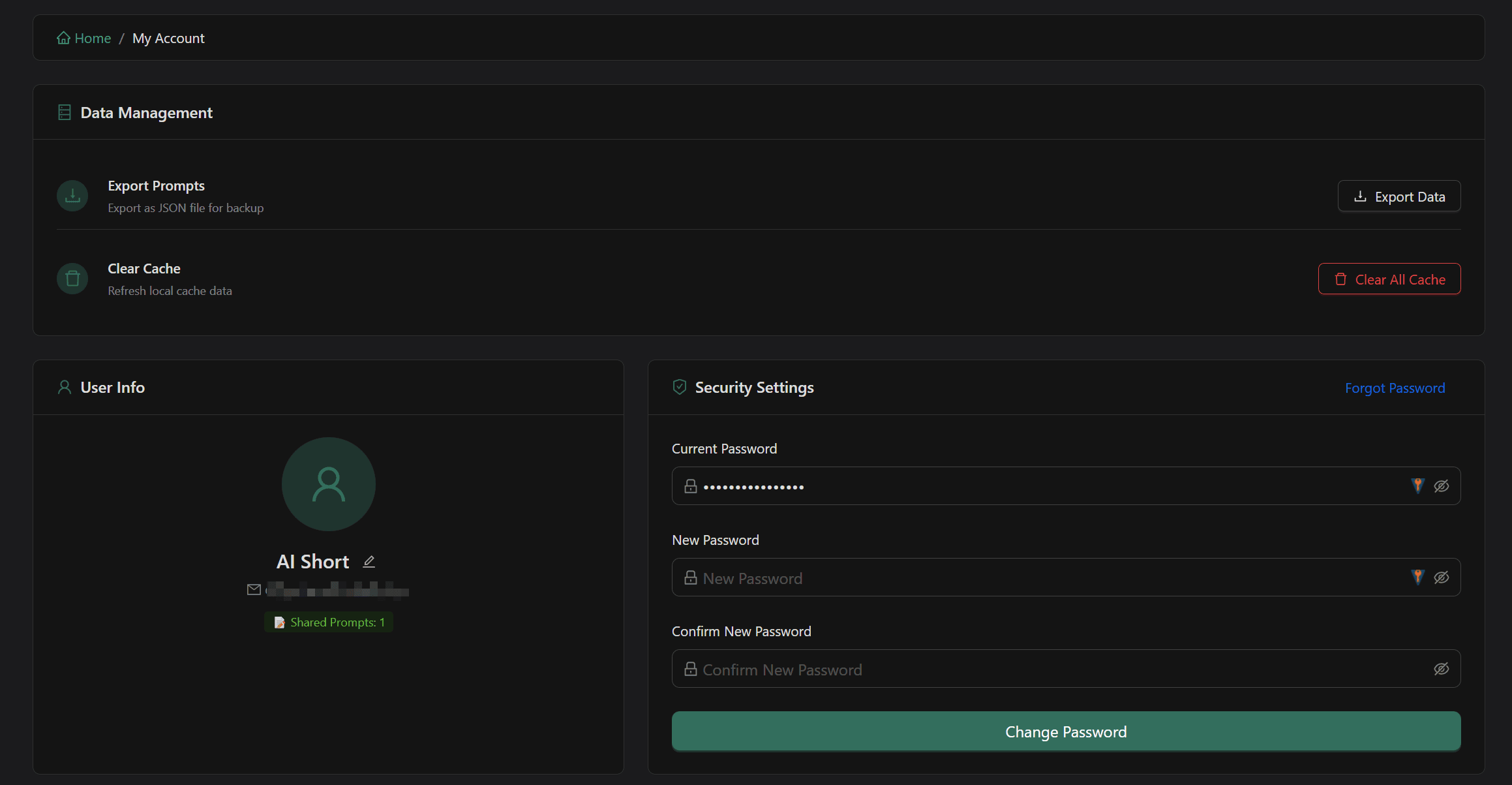 صفحة المركز الشخصي